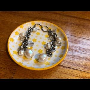 pearl and chain earrings
